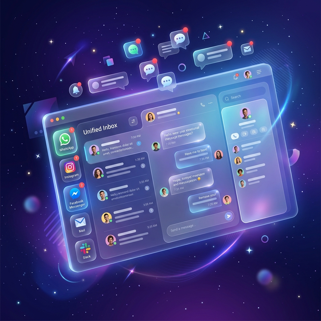 BizChat unified inbox dashboard showing multi-channel messaging